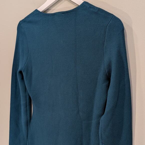 Abercrombie & Fitch Dress Teal Mini Sweater Sweetheart Bodycon Party - Size M - Picture 4 of 8